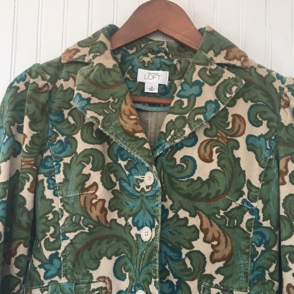 Size 0 Ann Taylor Loft Paisley Corduroy Blazer XS - Picture 2 of 5